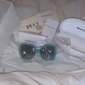 Emilio Pucci Women's Mint Green Oversized Square Sunglasses
